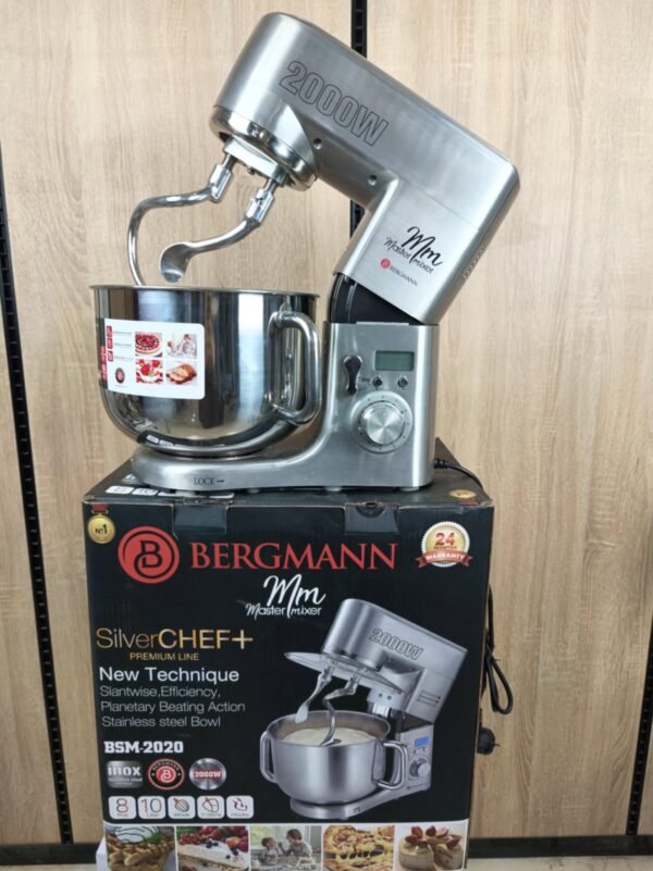 Pétrin double crochet Bergmann 2000 W 10L Carcasse en Metal BSM-2020 – Image 2