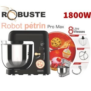 Pétrin inox 08L 1800W Robuste PRO MAX